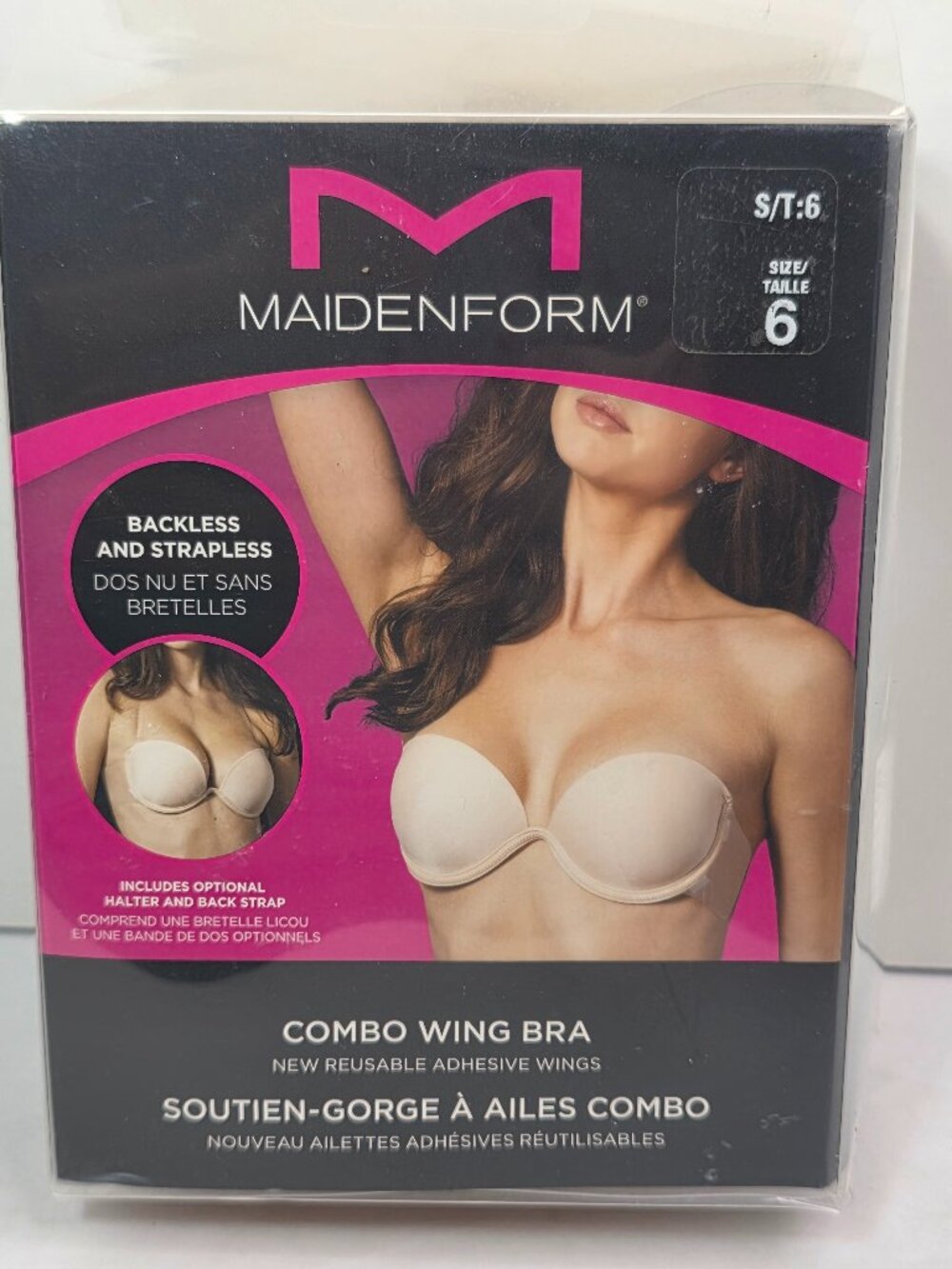 Maidenform Women's Sz 6 Wing Bra Backless Strapless Adhesive